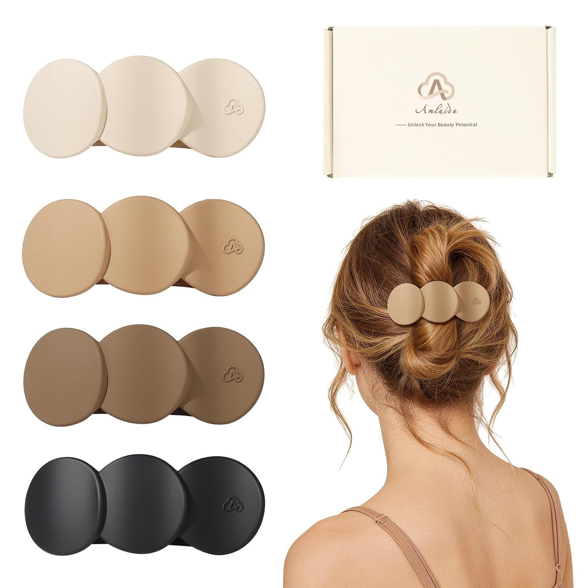 Amlaidu Pinzas de pelo planas medianas para mujer, pinzas de garra...