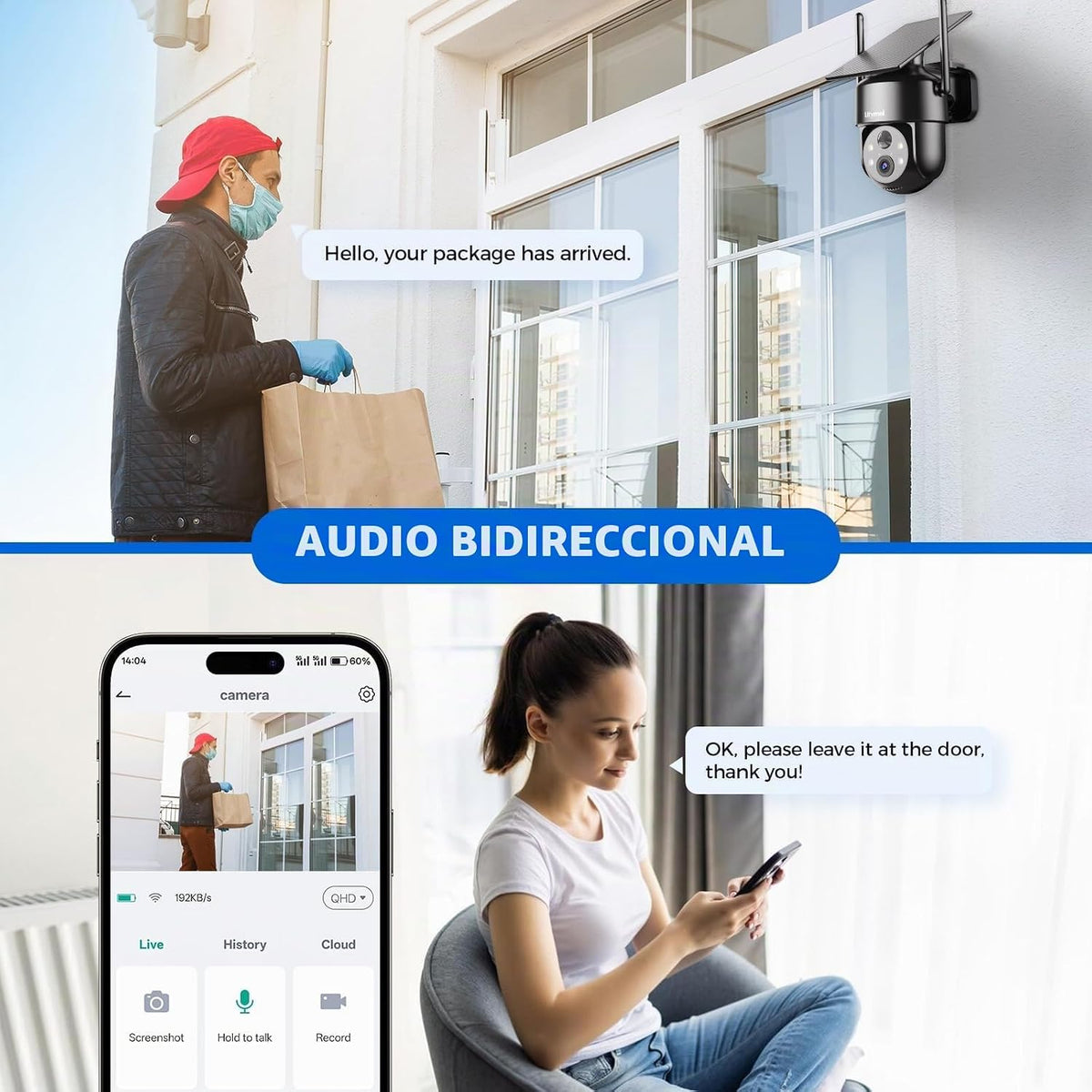 LITYMOL Cámara de seguridad celular 4G LTE, cámara inalámbrica 2K p...