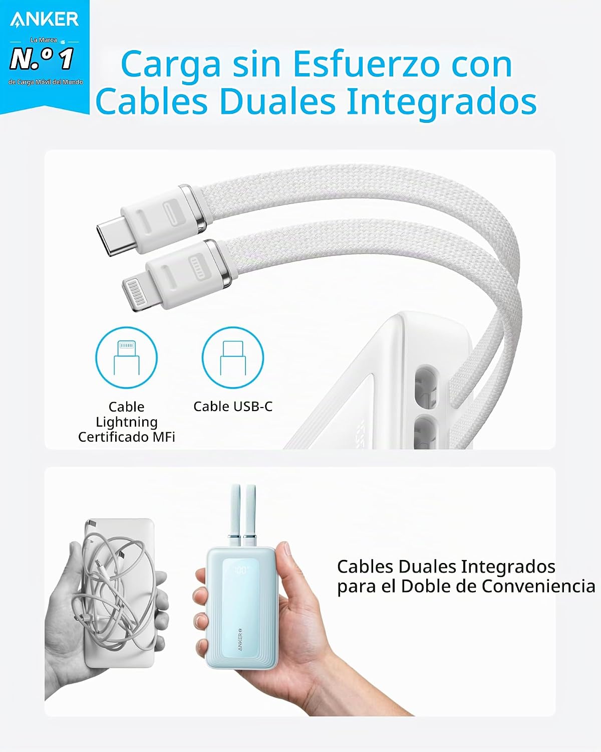 Anker Power Bank, Cargador Portátil Rápido de 20,000mAh 30W Máx con...