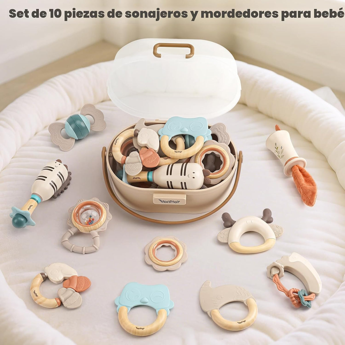 Juego de sonajeros y mordedores para bebés de 0 a 6 meses, juguetes...