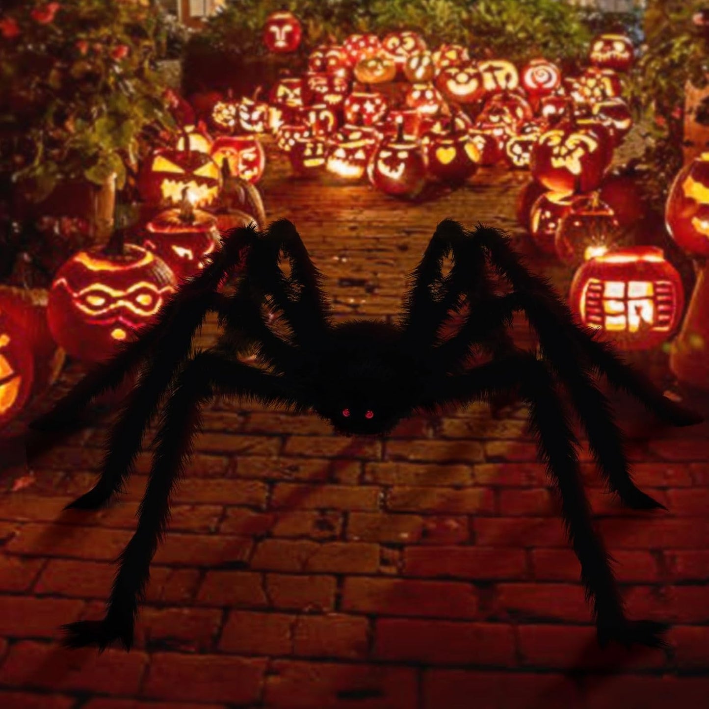 Paquete de 3 arañas gigantes decoraciones de Halloween, araña negra...