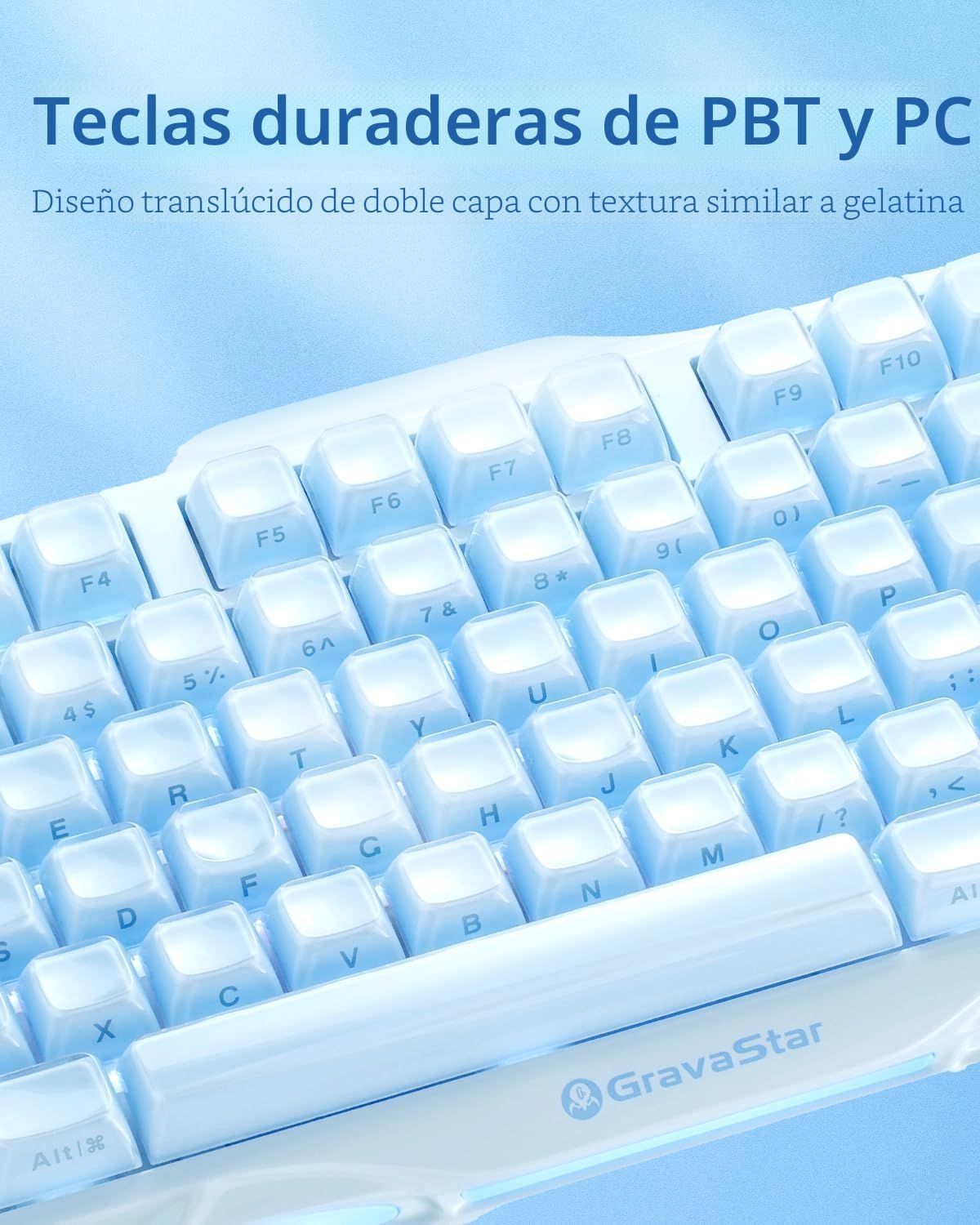 GravaStar Mercury K1 75% teclado para juegos azul, teclado mecánico...