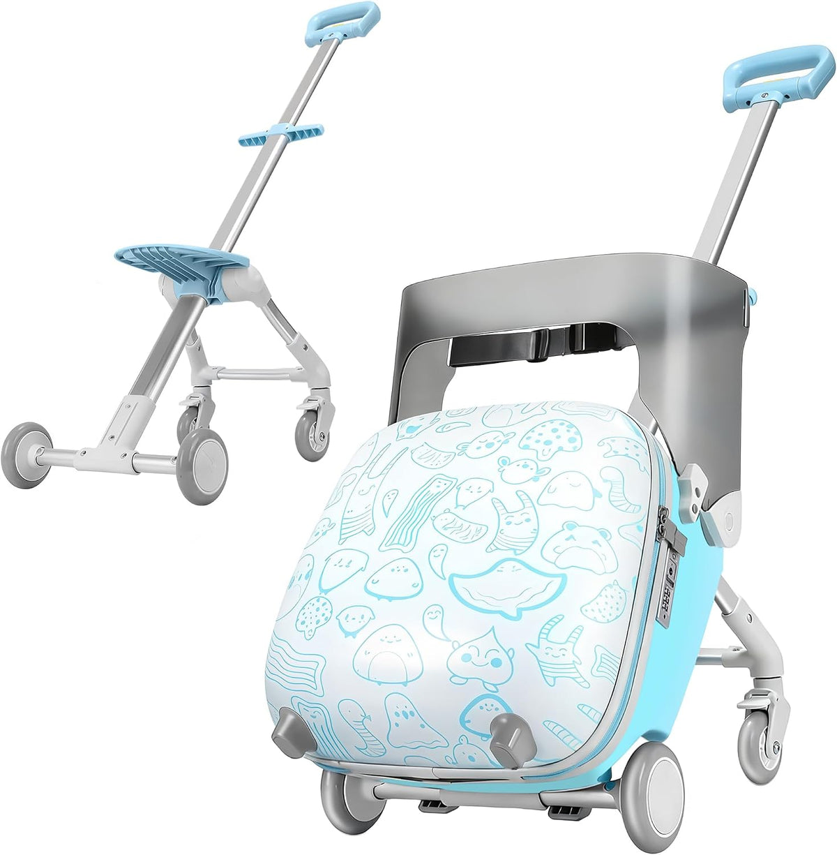 AODI Equipaje de viaje para niños con asiento, maleta de 20 pulgada...