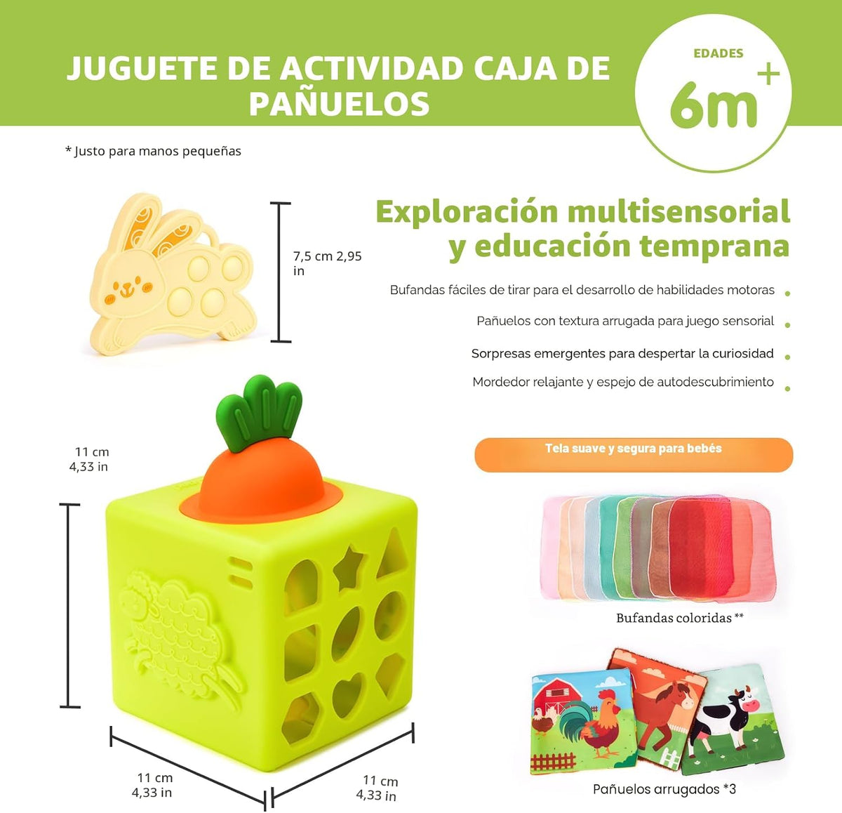 hahaland Caja de pañuelos de silicona para bebés de juguete - Jugue...