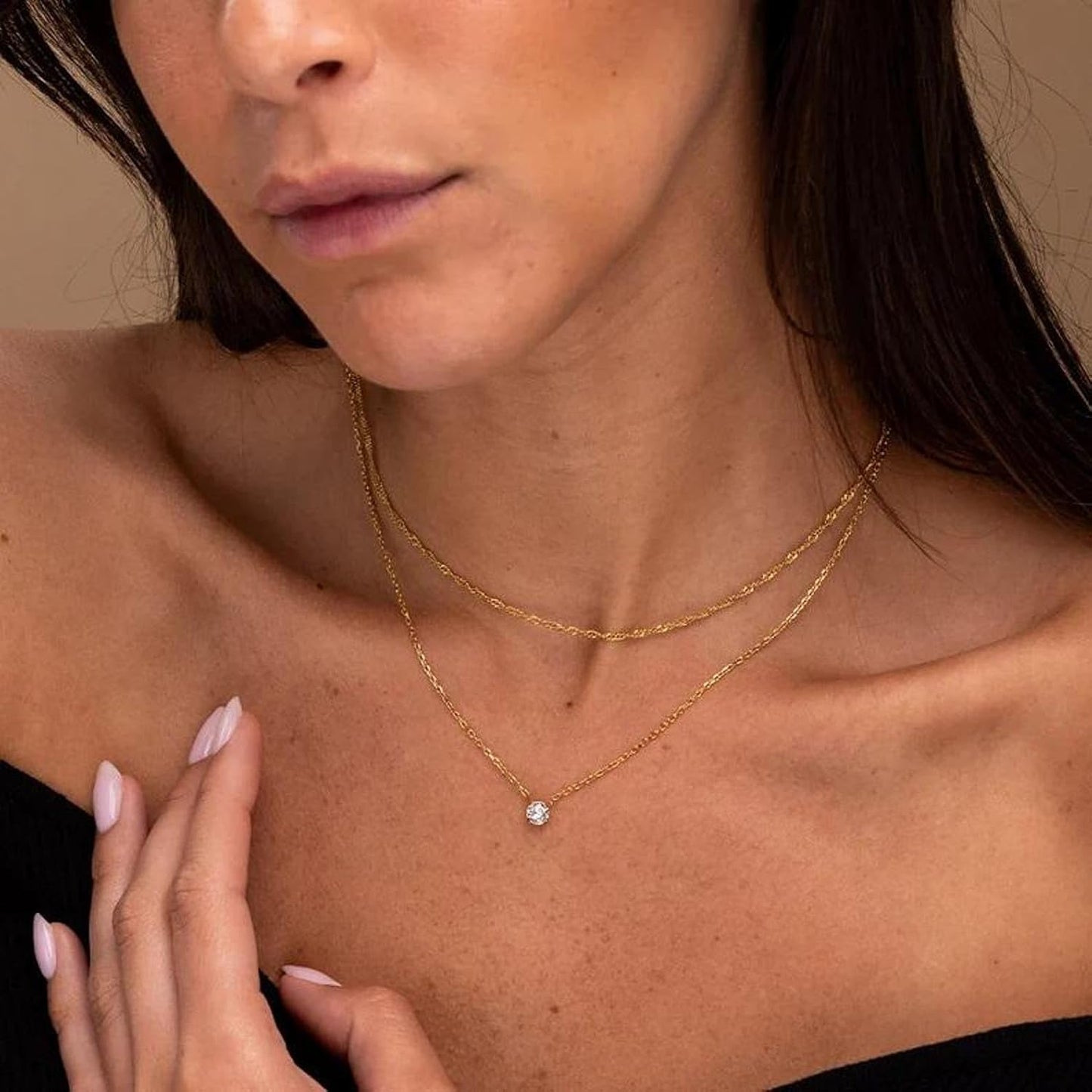 Treasure Bender Collar de oro delicado para mujer sin deslustre, co...