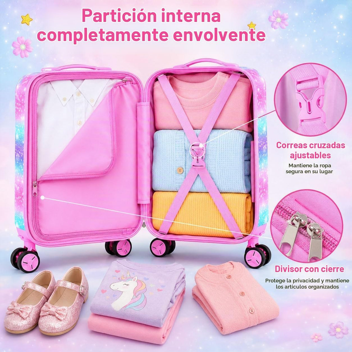 Equipaje para niños, juego de 2 piezas con ruedas giratorias de 360...