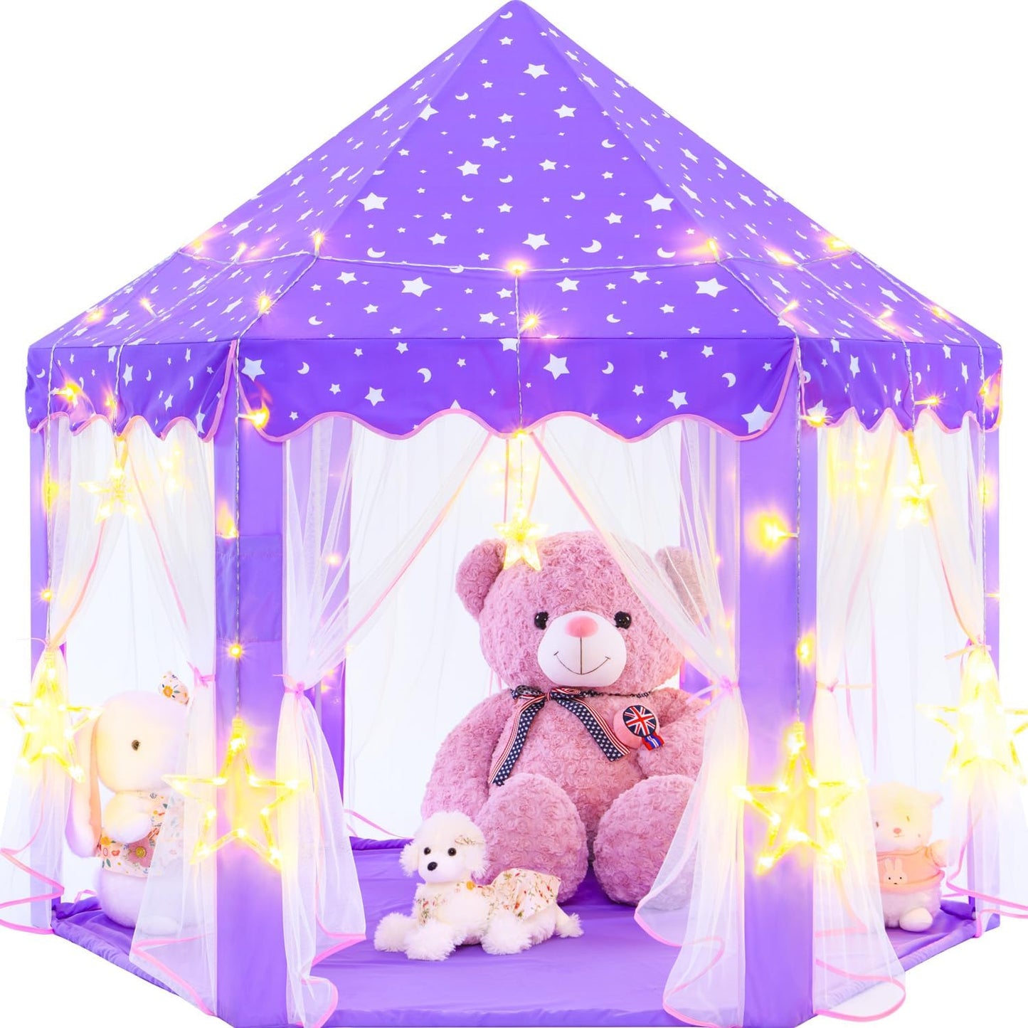 EVOIONOS Tienda de campaña de princesa púrpura para niñas, tienda d...