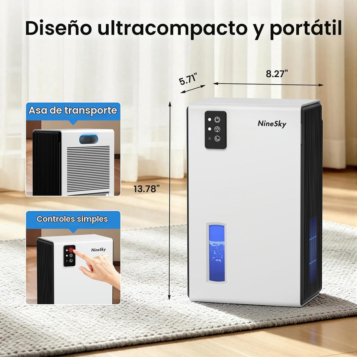 NineSky Deshumidificadores para el hogar, deshumidificador de 1000...