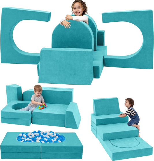 Fvkind Sofá de juego para niños de 10 piezas, sofá modular para niñ...