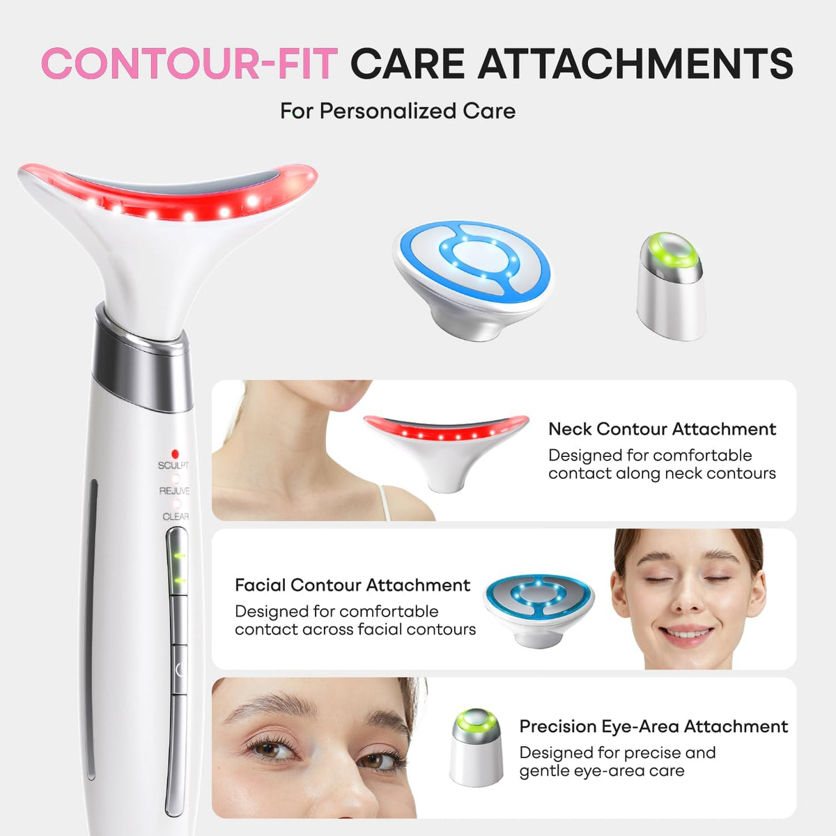 Terapia de luz roja para cara y cuello, herramienta de masajeador f...