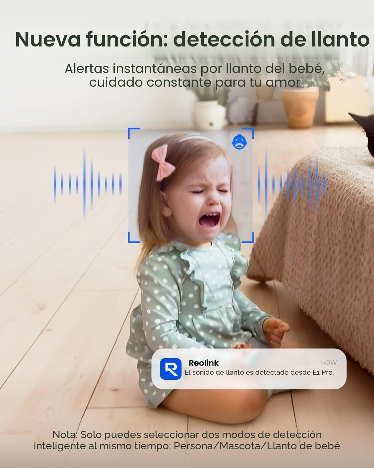 REOLINK E1 Pro (negro) cámara PT de 3K Wi-Fi para interiores para m...
