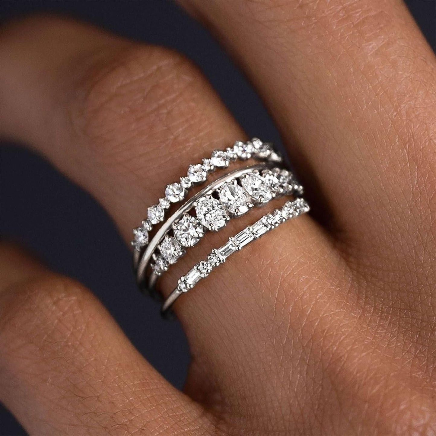 TOBENY Anillos de oro apilables para mujer sin deslustre, delicados...
