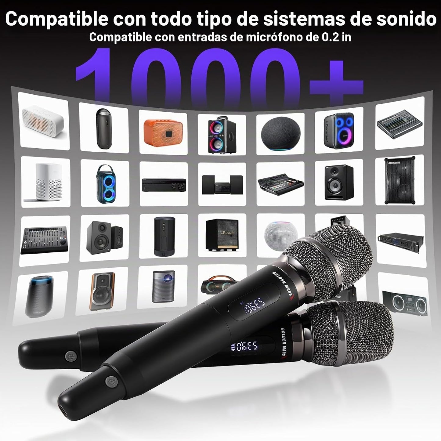 GOLDEN MARS Sistema de micrófono inalámbrico, mejorado de 2.4 GHz r...