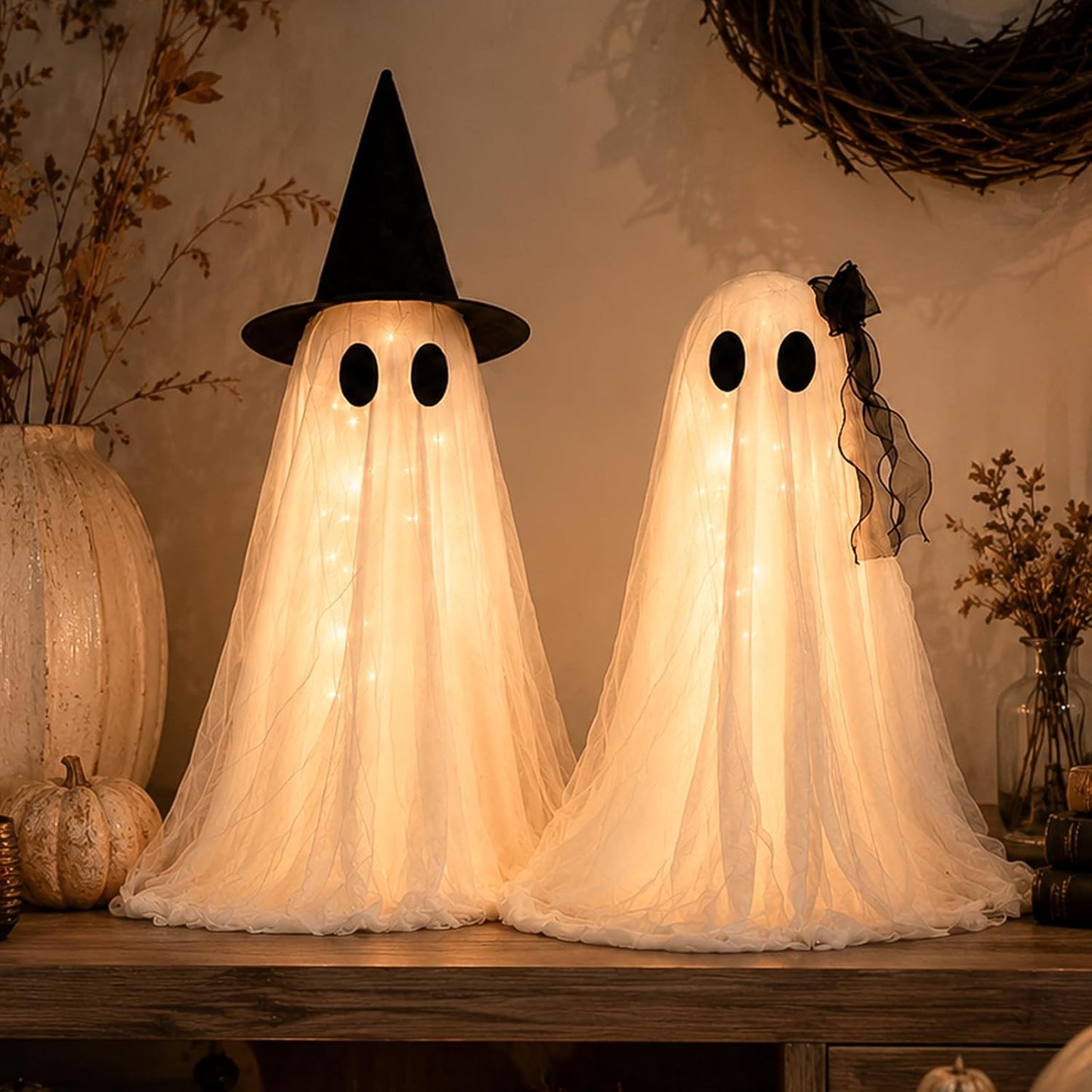 Decoraciones de Halloween para interiores, paquete de 2 fantasmas b...