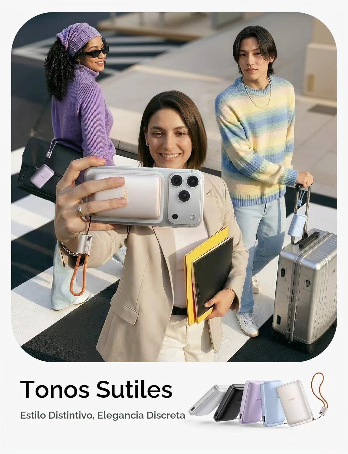 LISEN Cargador portátil magnético para iPhone 10000mAh | QI2.2 Carg...
