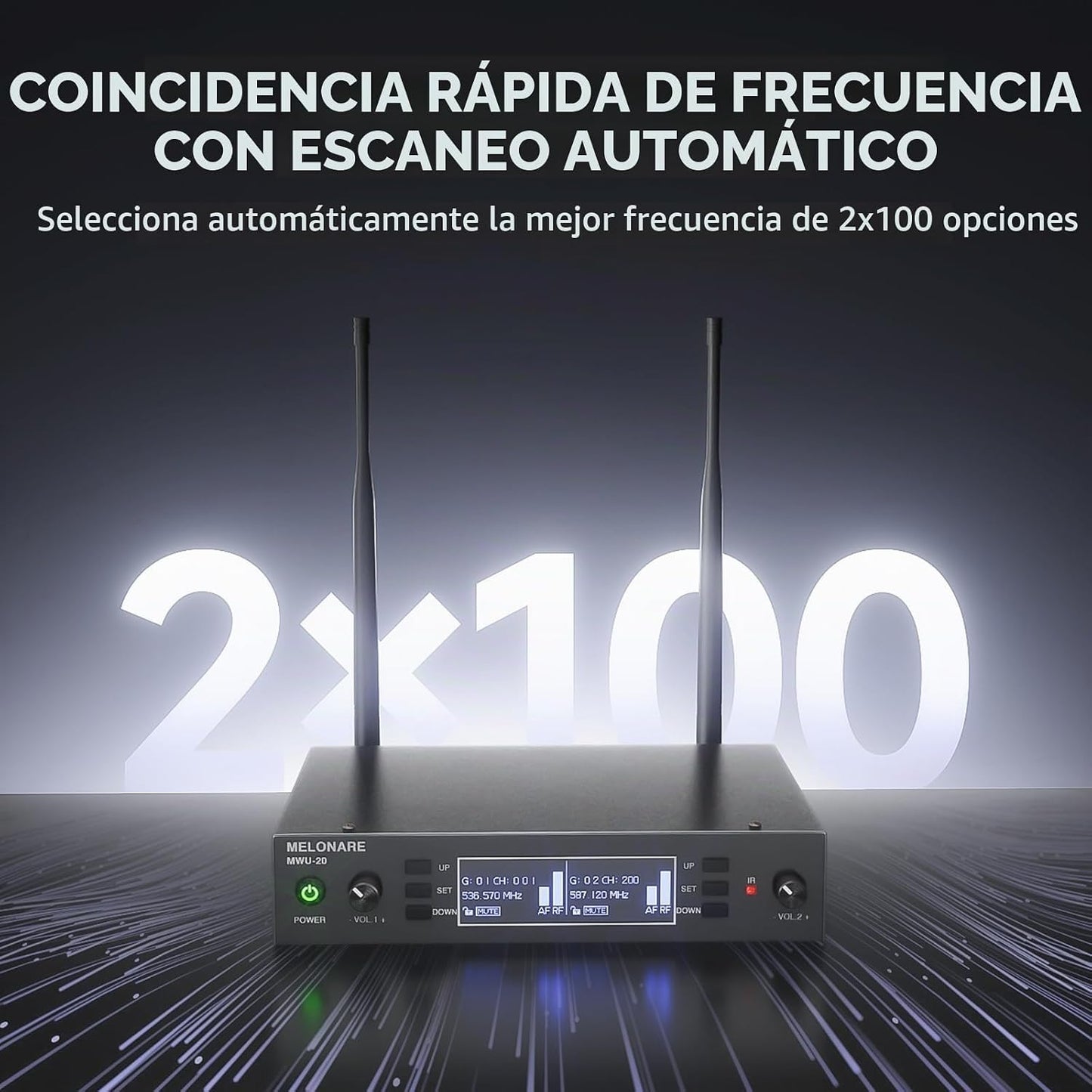MELONARE Sistema de micrófono inalámbrico de escaneo automático UHF...