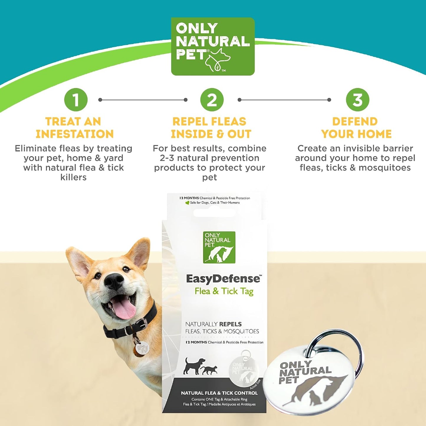 Sólo Naturales Pet easydefense &amp; de pulgas Tick etiqueta, indiv...