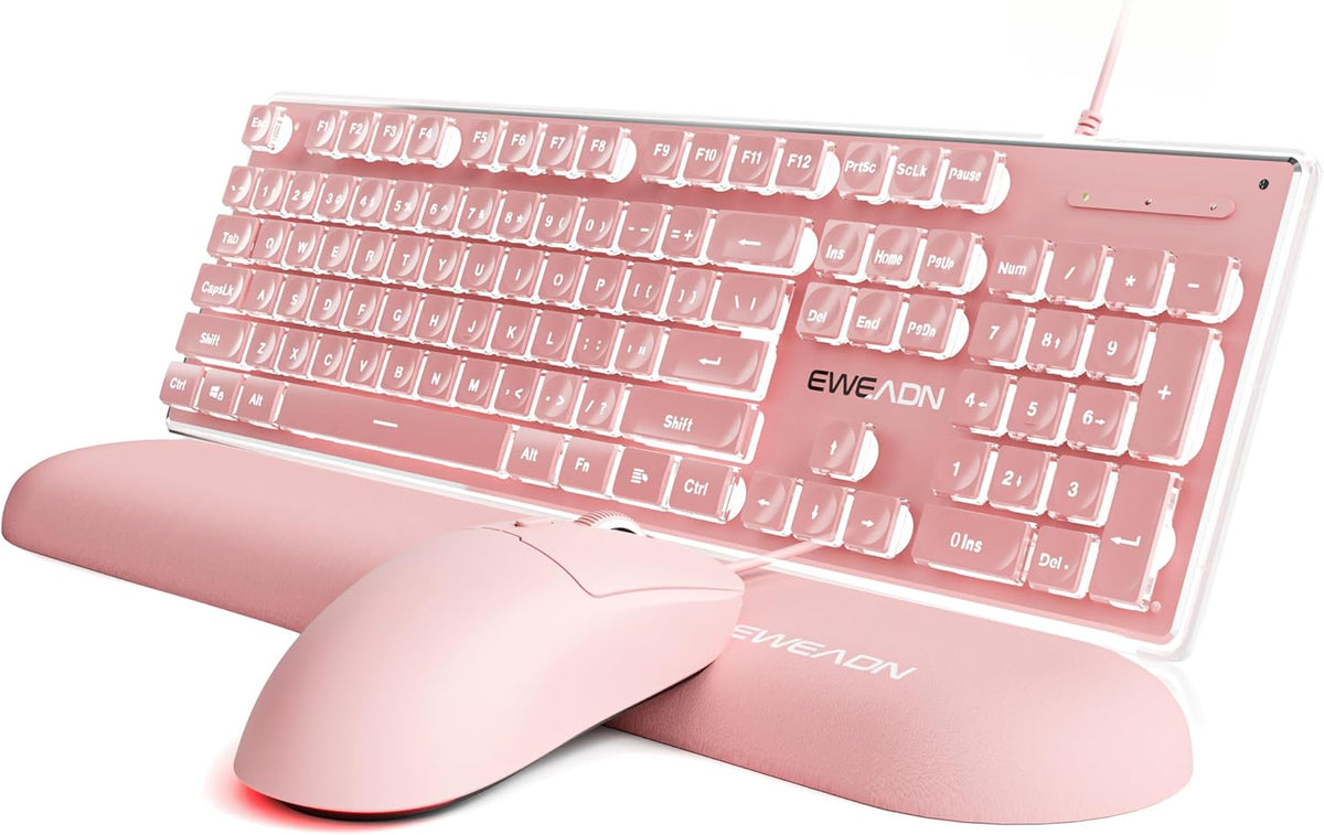 EWEADN GX710S Combo de teclado y mouse con cable con teclas de pudí...