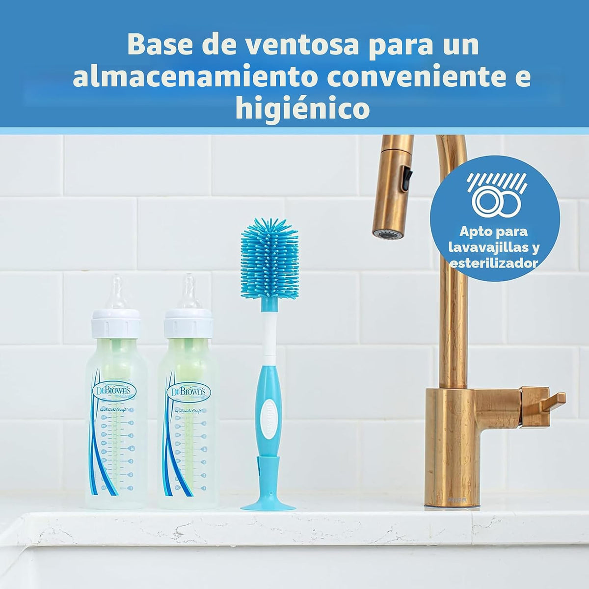 Dr. Brown's Cepillo de limpieza de biberones suave sin rayones...