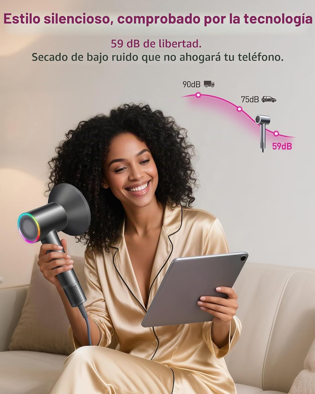 Zibtes - Secador de pelo de alta velocidad con difusor, secador ión...