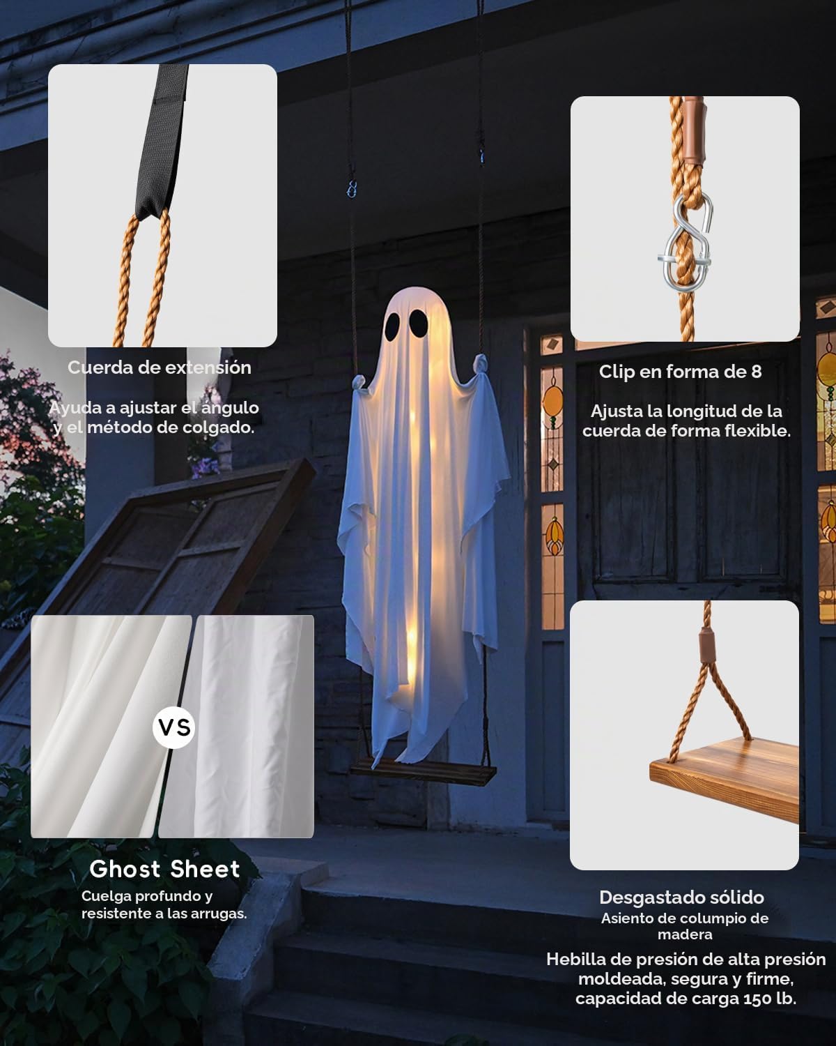 MERKYO Decoraciones de Halloween al Aire Libre - Fantasma Colgante...