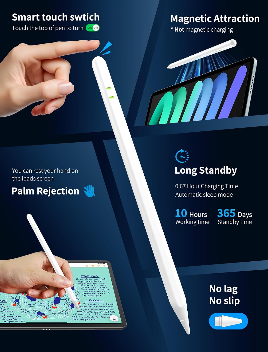 Lápiz para Apple iPad A16\/10\/9\/8\/7\/6ª generación, Pro 13\/12.9...