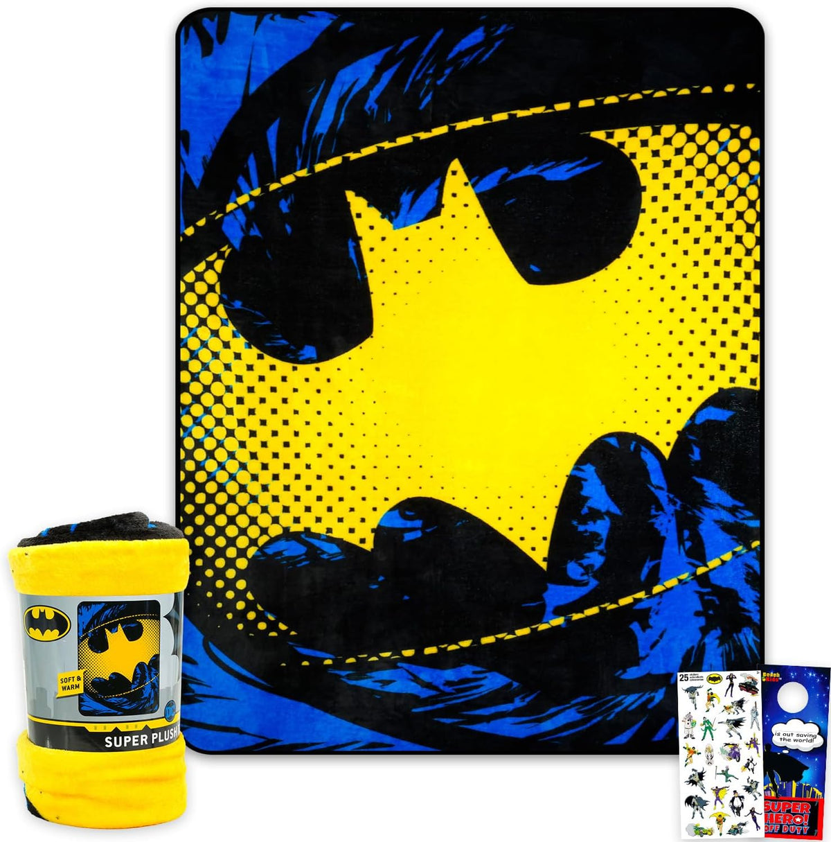 Juego de manta de forro polar de Batman, paquete con manta suave de...