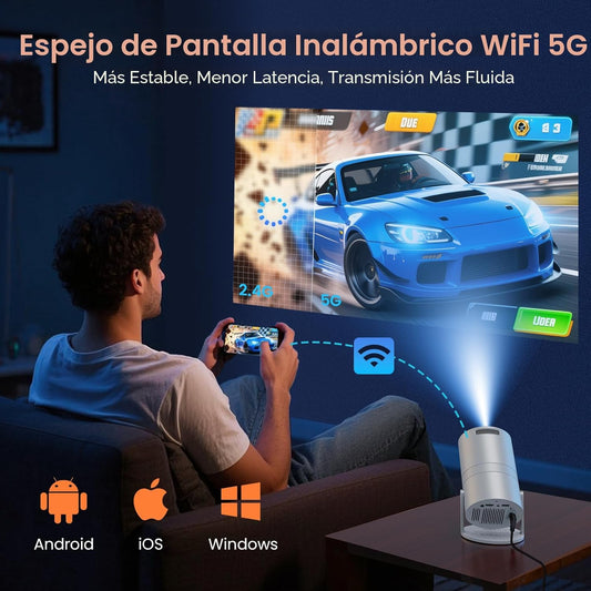WISHOLY Mini proyector con WiFi y Bluetooth, proyector de películas...