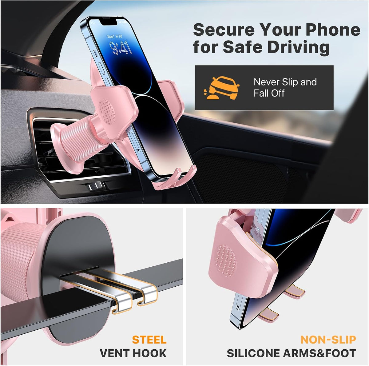 Miracase - Soportes para teléfono de tu coche con gancho de metal,...
