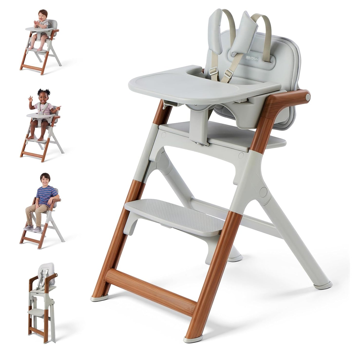 SYNCFUN Silla alta convertible para bebé, sillas altas plegables pa...