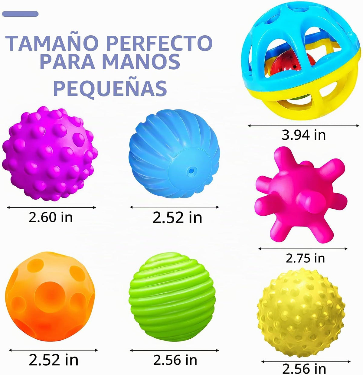 ROHSCE Pelotas sensoriales, juguetes Montessori con sonajero de beb...