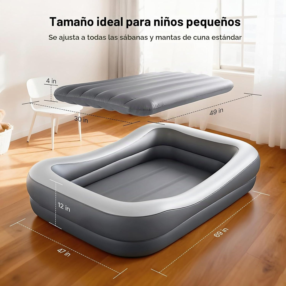 Cama de viaje inflable para niños pequeños OGERY con tienda de camp...