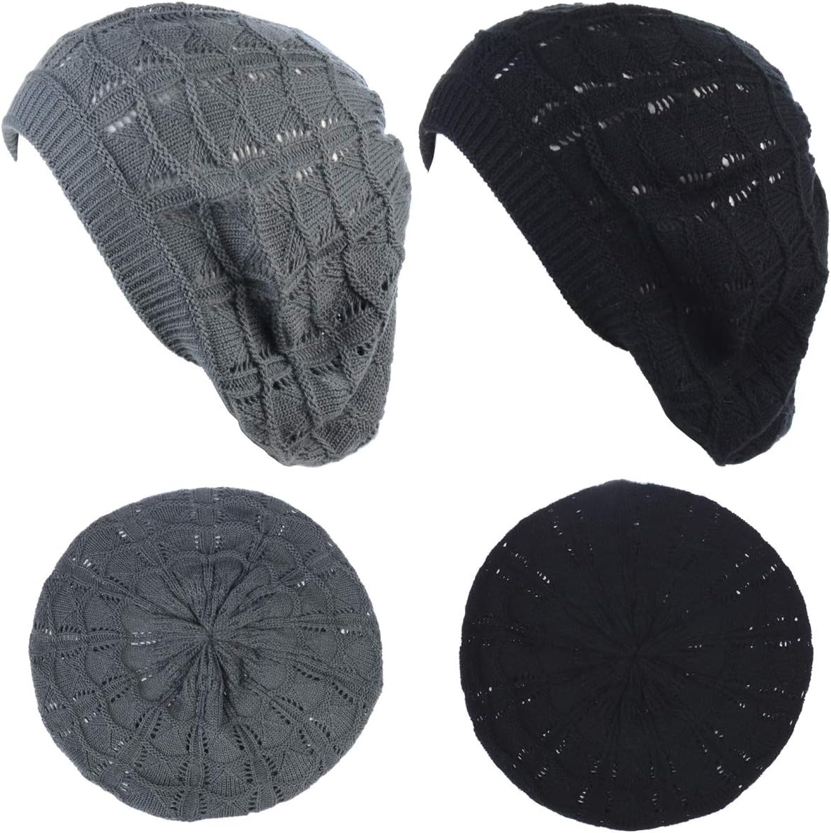 BYOS - Gorro de punto suave y ligero con corte aireado de ganchillo