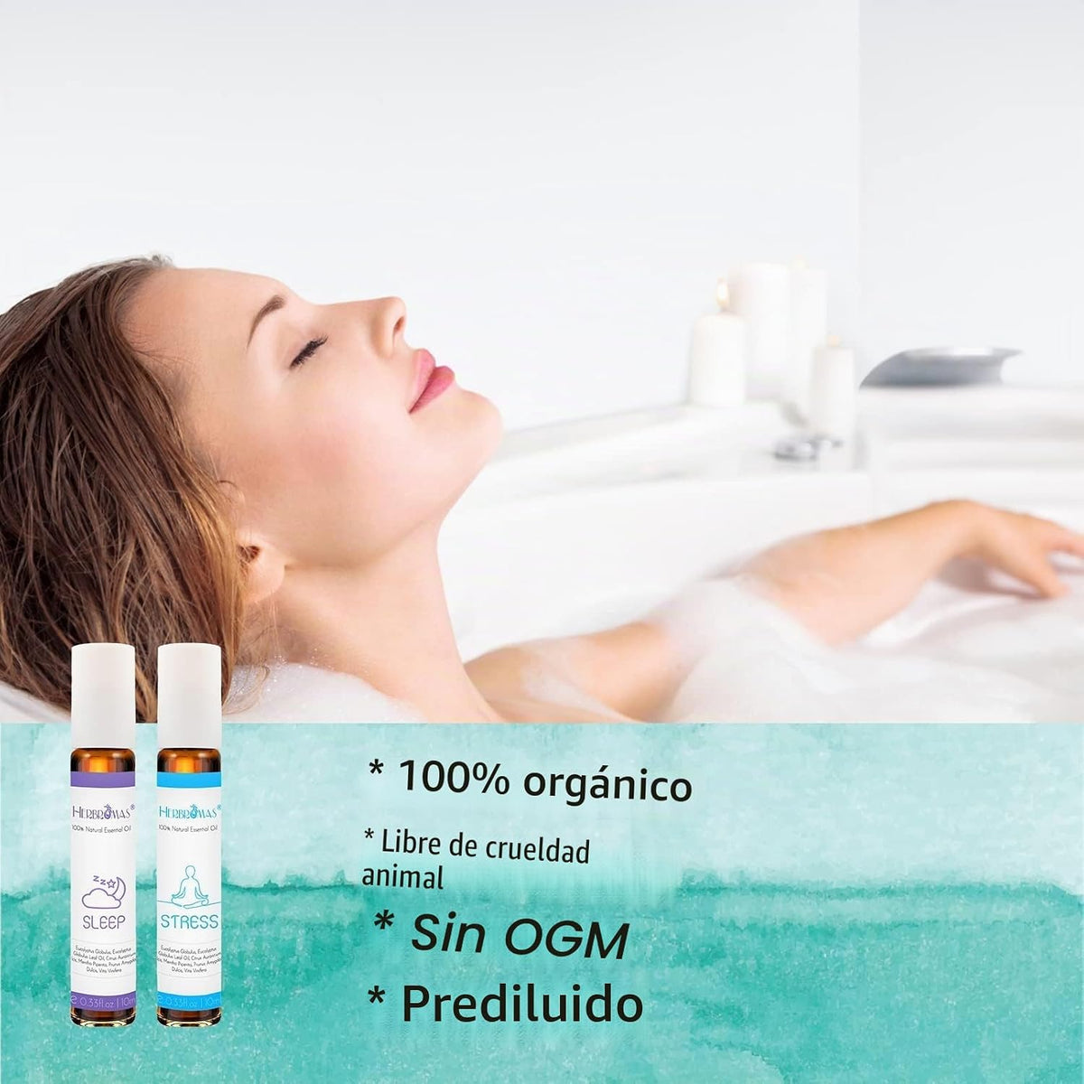 HERBROMAS Set de aceites de aromaterapia en roll-on, aceites esenci...