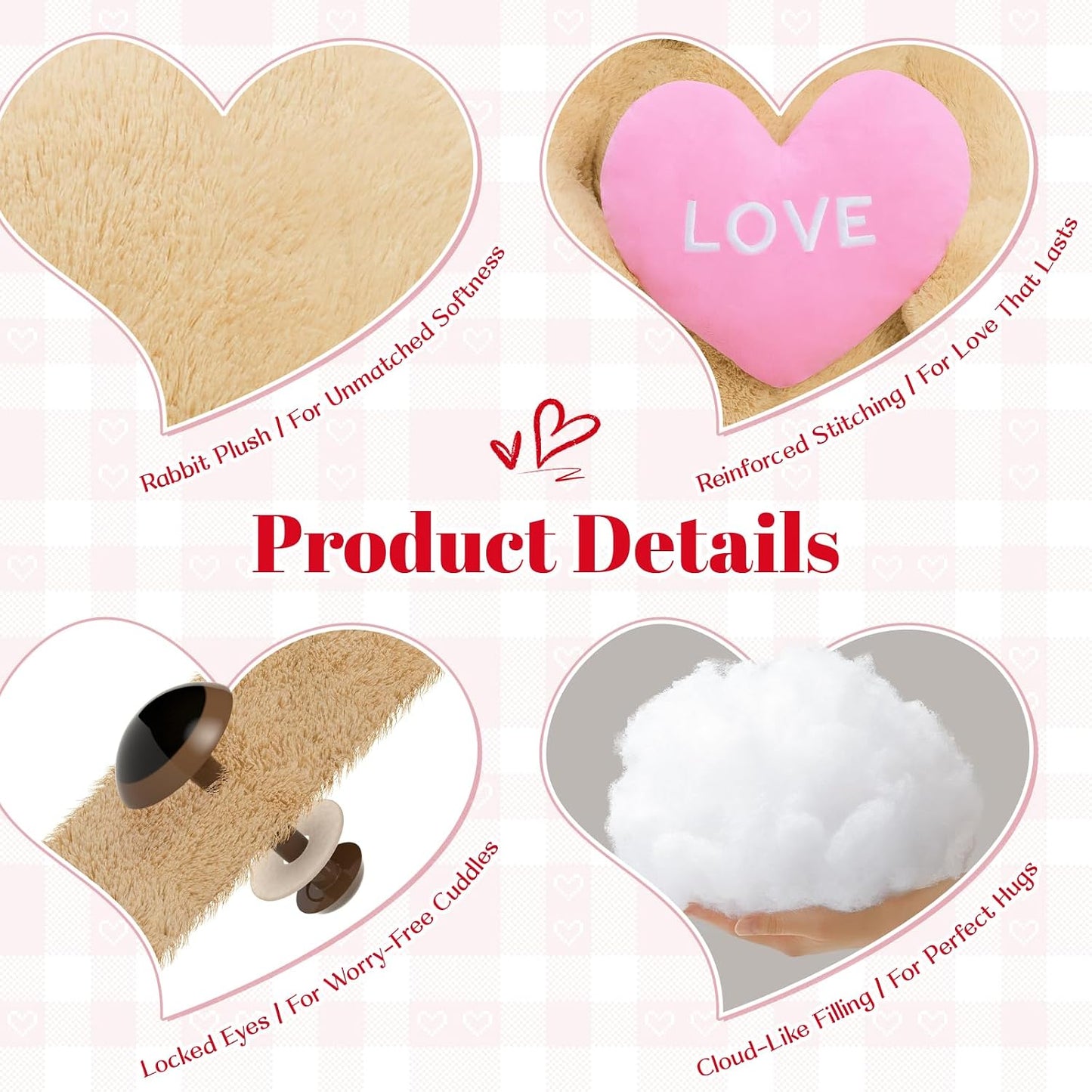 MorisMos Oso de peluche gigante con corazón de amor, 4 pies, 51 pul...
