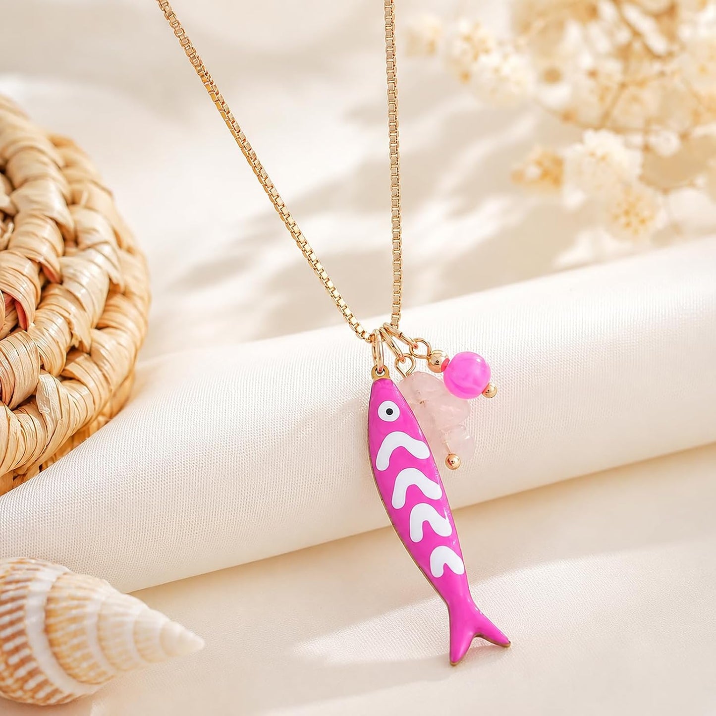 FILMOON Collar de pez para mujer, chapado en oro, colgante de pez,...