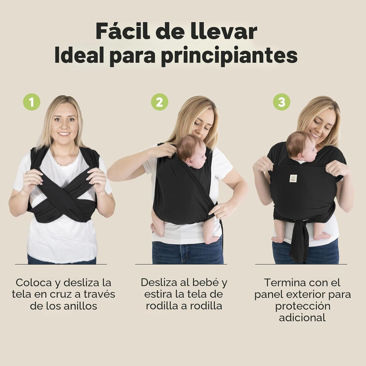 KeaBabies D-Lite - Portabebés portabebés (moda negro) | Fácil de ll...
