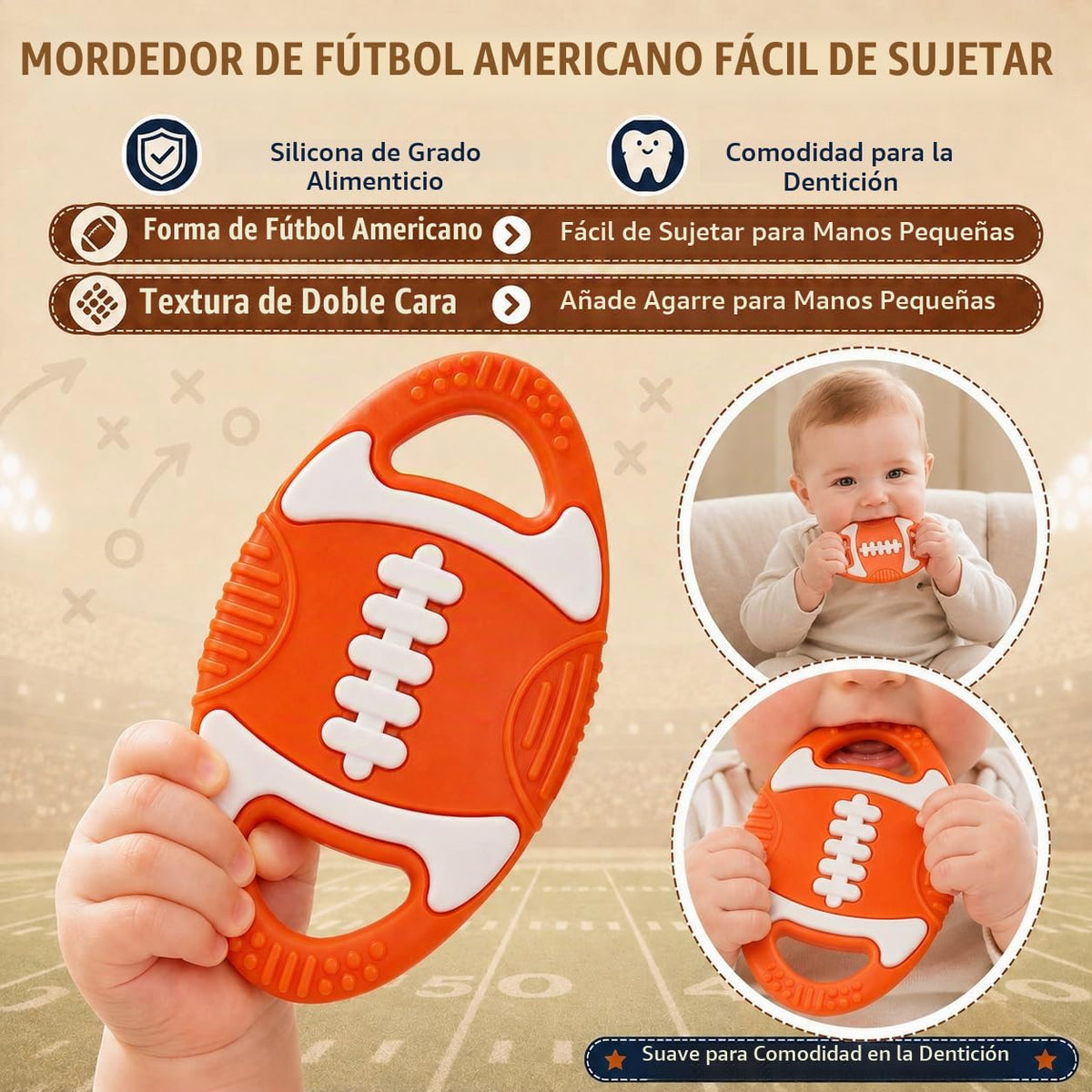 Juguetes de dentición para bebés de silicona con temática de fútbol...