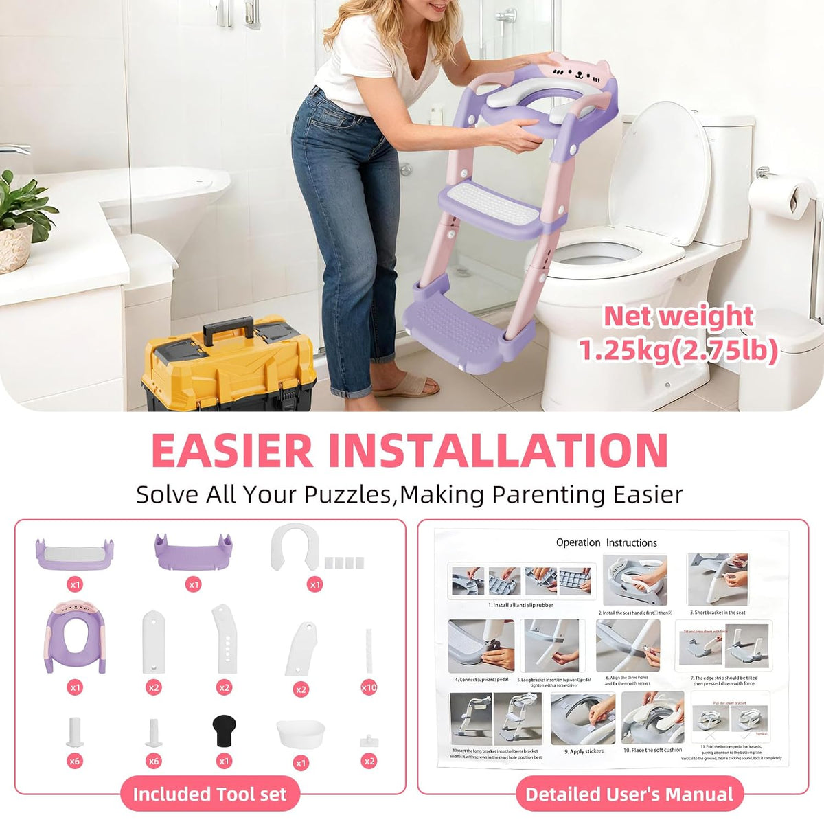Asiento de entrenamiento para ir al baño, asiento de inodoro mejora...