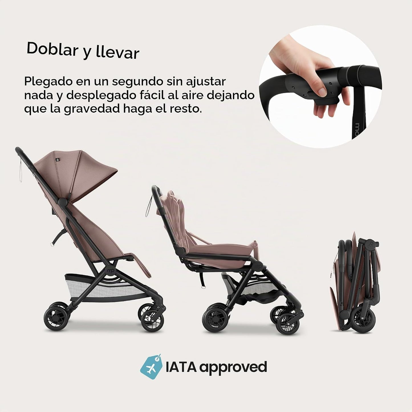 Mompush Velo - Cochecito de viaje compacto plegable con una sola ma...