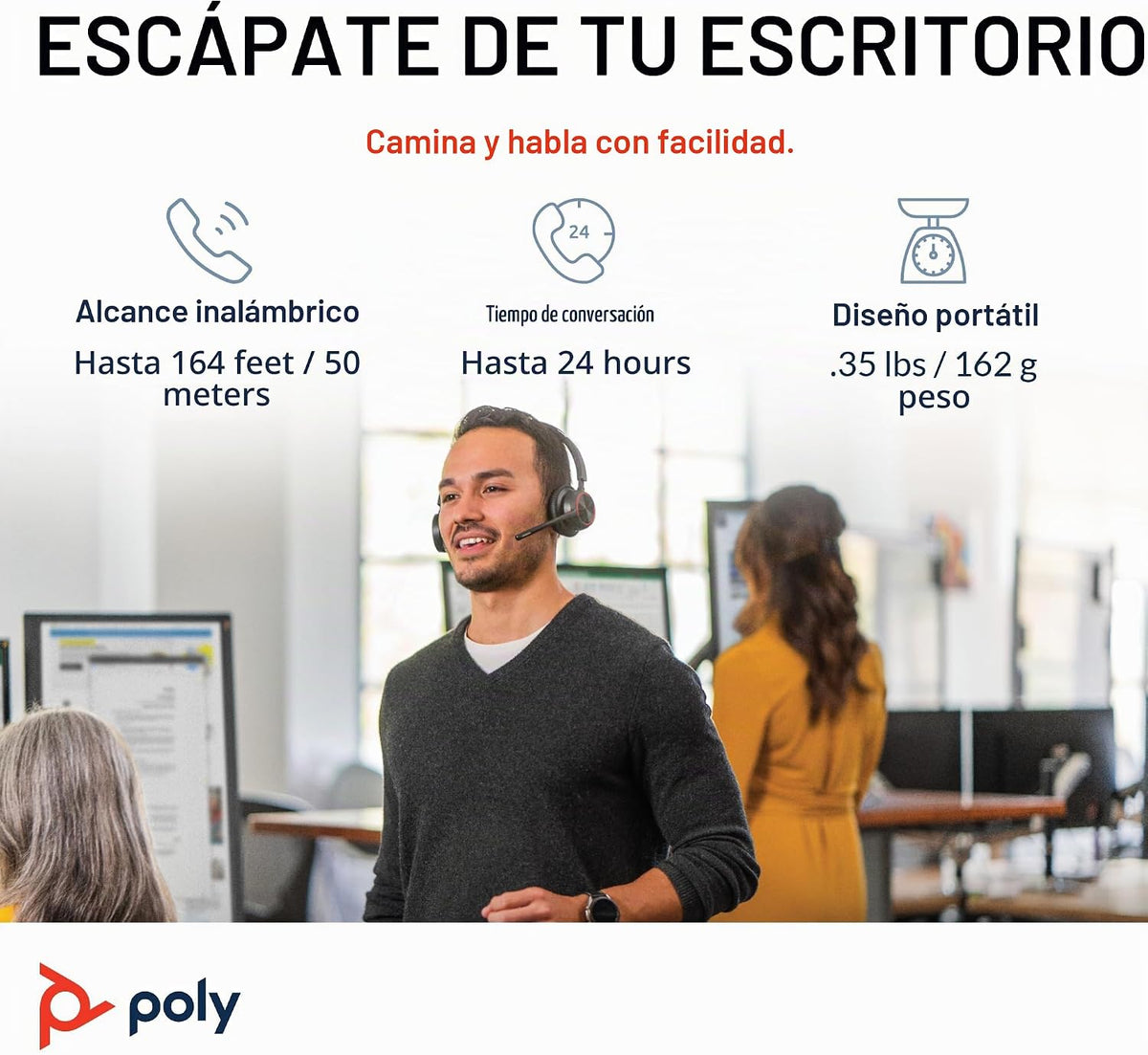 Poly Voyager 4320 UC Auriculares Inalámbricos y Soporte de Carga (P...