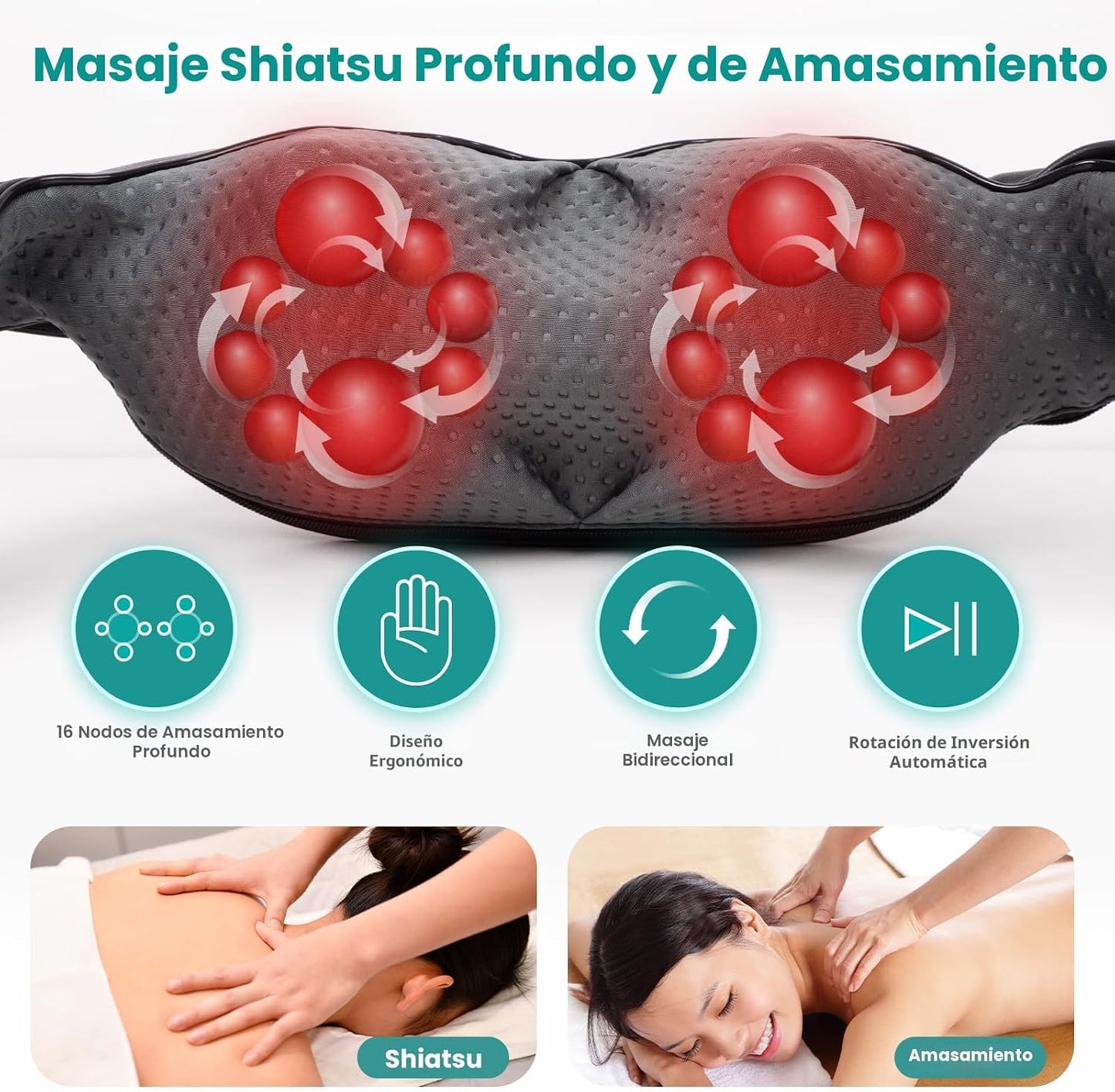 Nekteck Masajeador de Cuello para Alivio del Dolor de Tejido Profun...