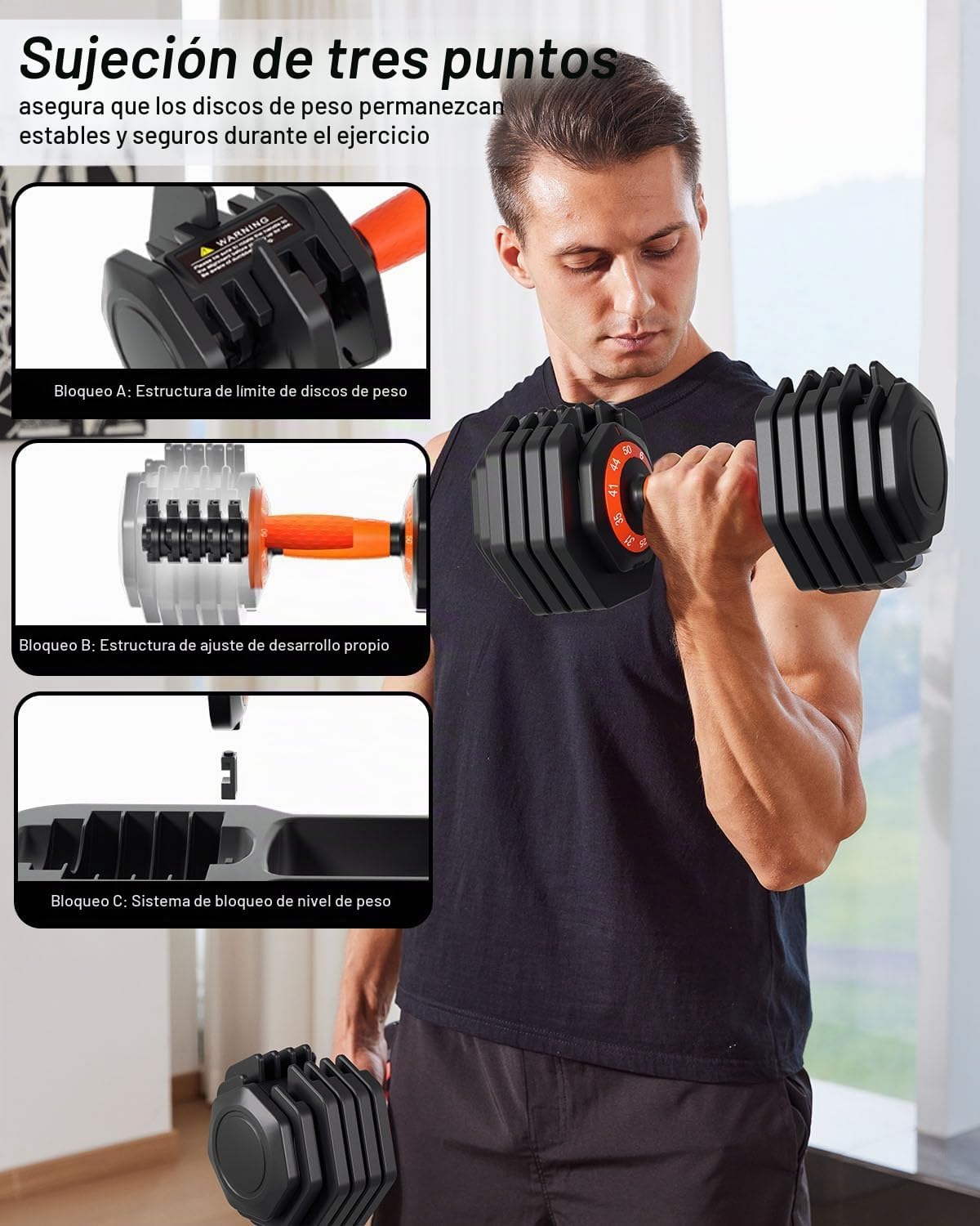 Fit Sir Juego de mancuernas ajustables, 10 en 1, mancuernas ajustab...