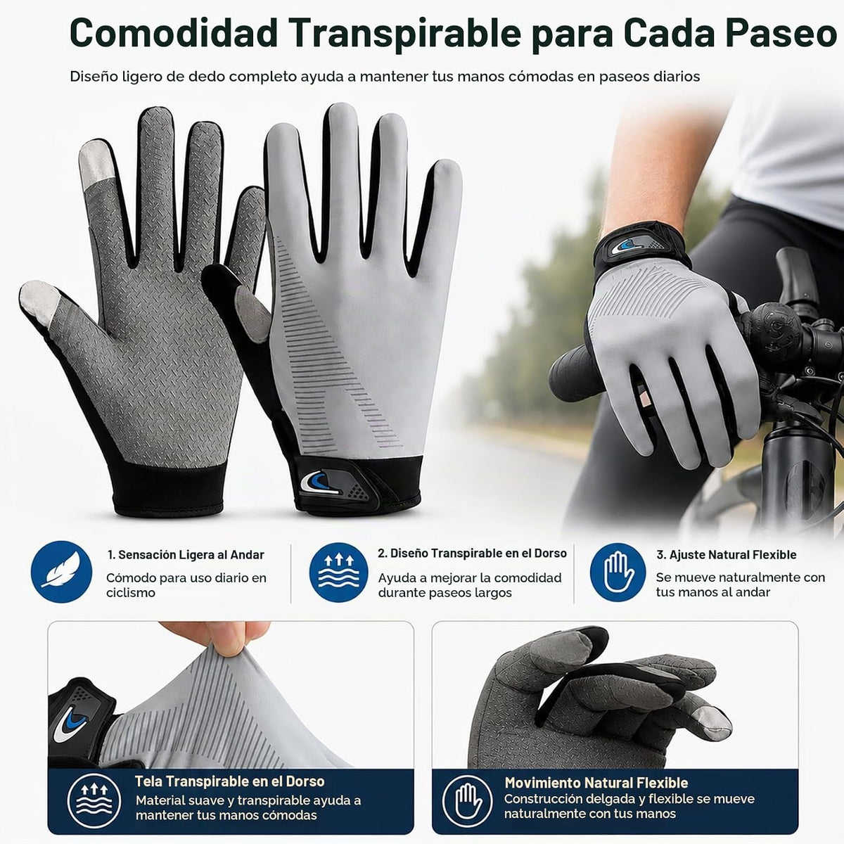 COTOUXKER Guantes de ciclismo para hombres y mujeres, guantes liger...