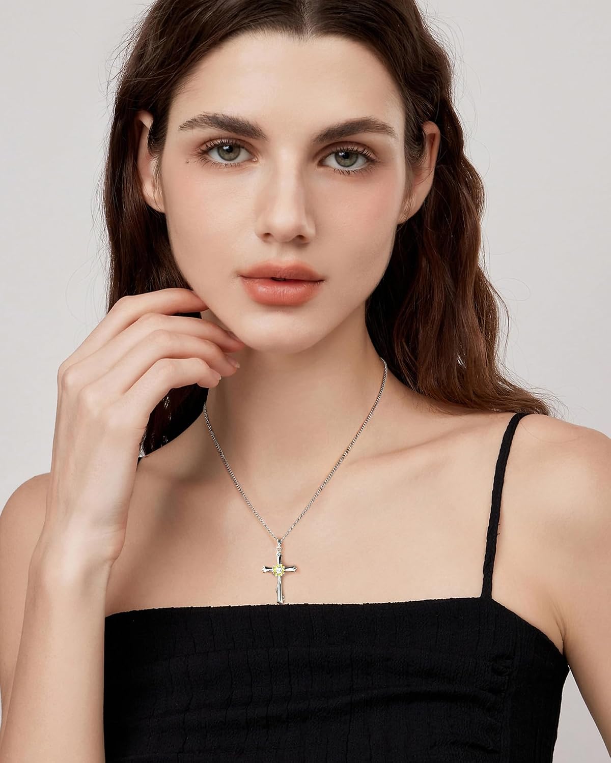 Collar de cruz ACECHA para mujer | Collar colgante de fe de plata c...