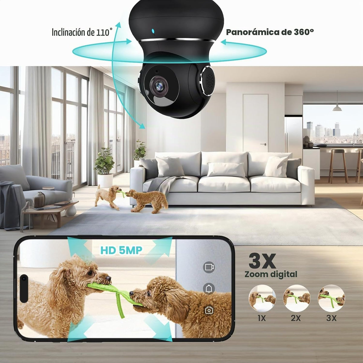 litokam - Cámara de seguridad interior de 5GHz, cámaras de 5MP para...