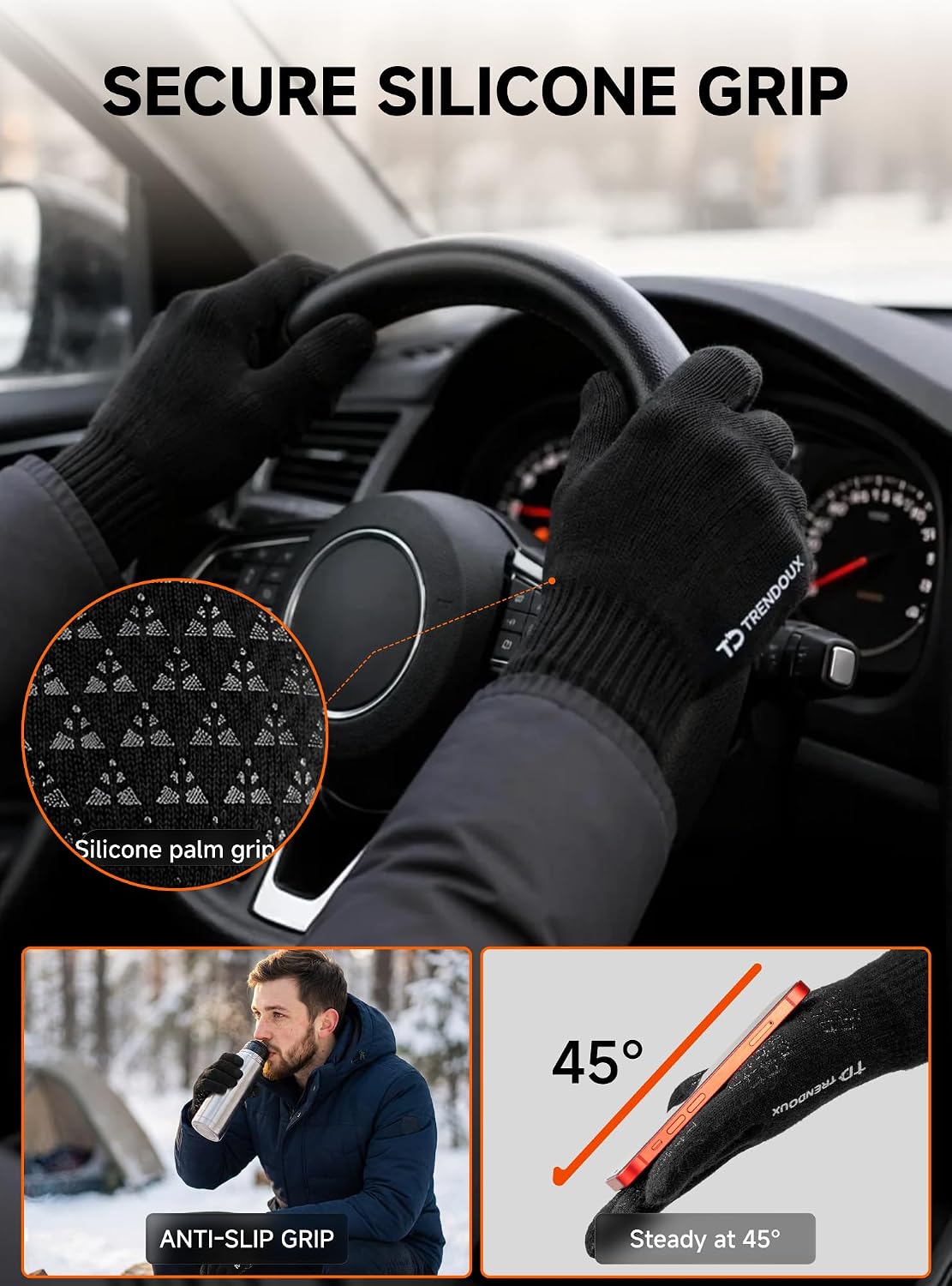 TRENDOUX - Guantes de invierno para hombre y mujer, de punto, térmi...