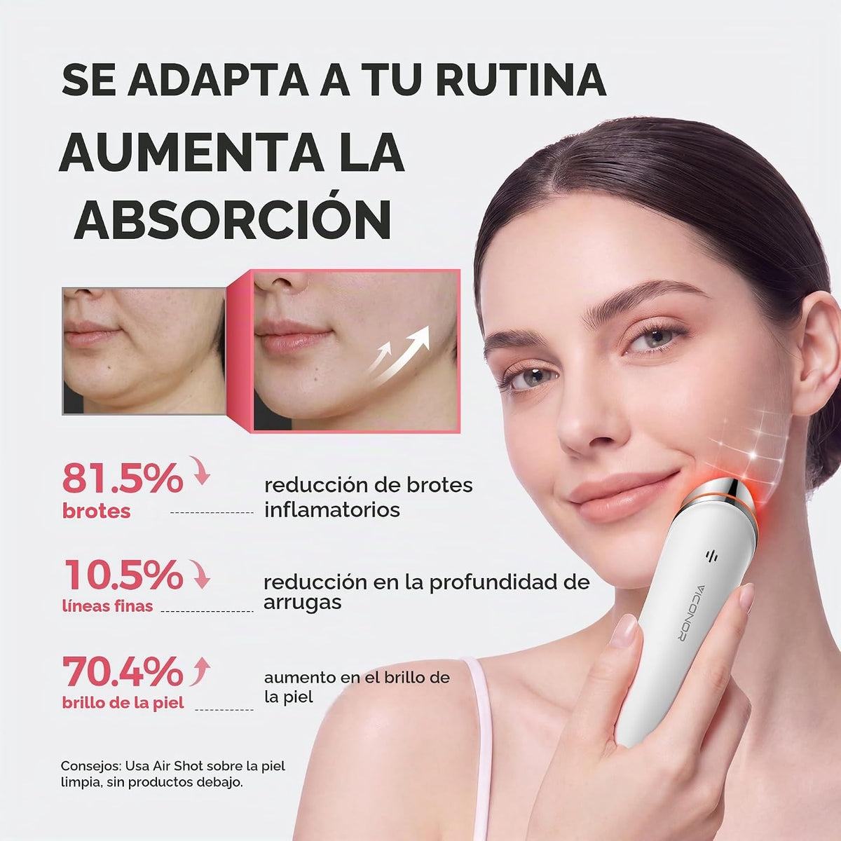 Viconor Masajeador facial, varita de luz roja 6 en 1 para mujeres p...
