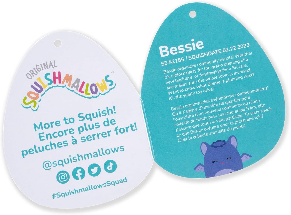 Squishmallows Original de 5 Pulgadas Bessie Blueberry Murciélago -...