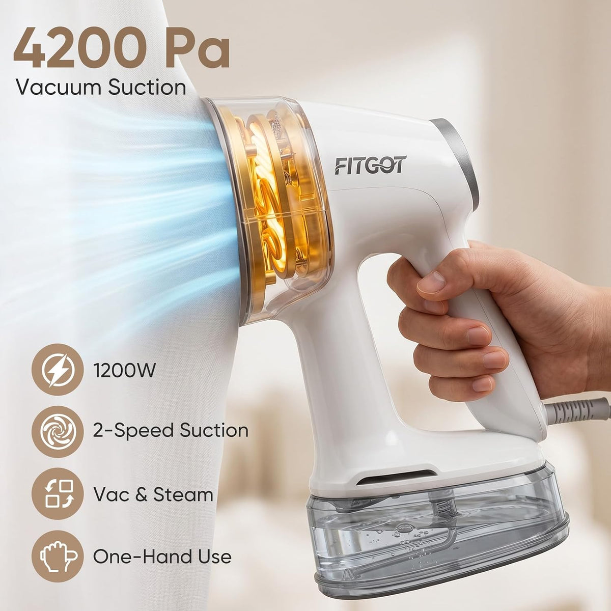 Vaporizador para ropa con tecnología de agarre automático, prensa v...